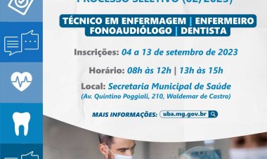 Prefeitura de Ubá divulga Edital de Processo Seletivo para profissionais da Saúde