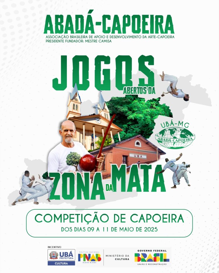 Ubá recebe os Primeiros Jogos Abertos da ABADÁ-Capoeira em comemoração aos 30 anos do grupo na cidade