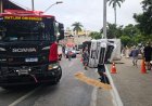 Carreta Tomba na Avenida Beira Rio em Ubá e Mobiliza Equipes de Resgate